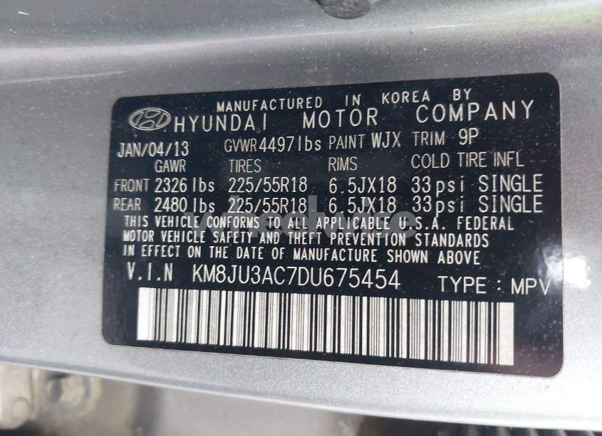 Photo 9 of 2013 Hyundai Tucson LIMITED (VIN KM8JU3AC7DU675454)