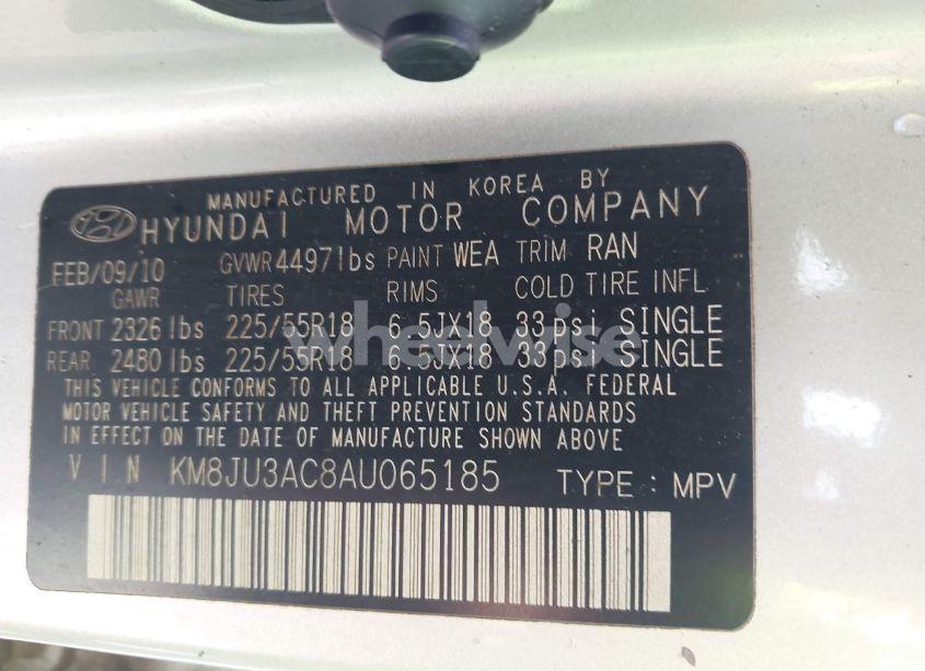 Photo 9 of 2010 Hyundai Tucson LIMITED (VIN KM8JU3AC8AU065185)