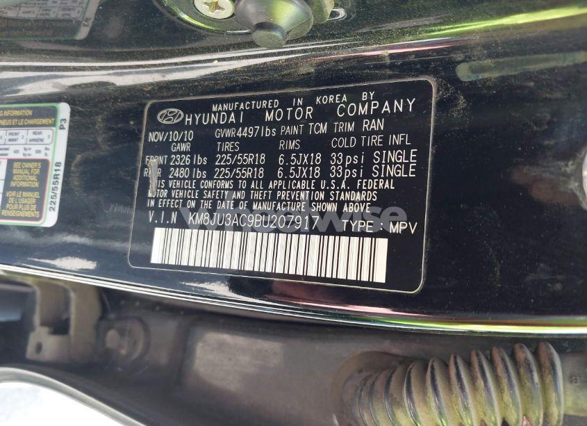 Photo 9 of 2011 Hyundai Tucson LIMITED (VIN KM8JU3AC9BU207917)