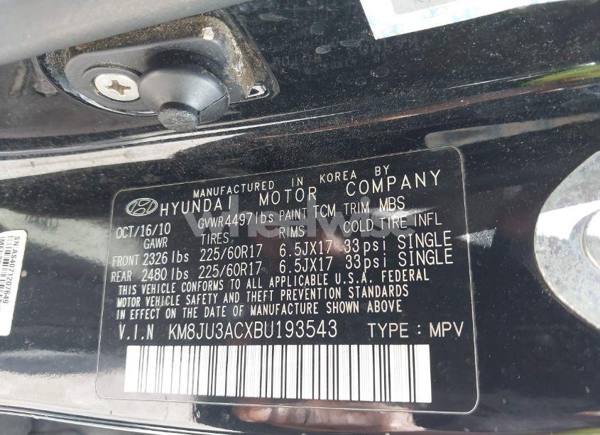 Photo 9 of 2011 Hyundai Tucson GLS (VIN KM8JU3ACXBU193543)