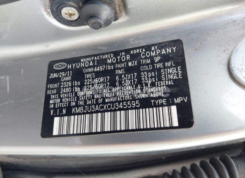 Photo 9 of 2012 Hyundai Tucson GLS (VIN KM8JU3ACXCU345595)