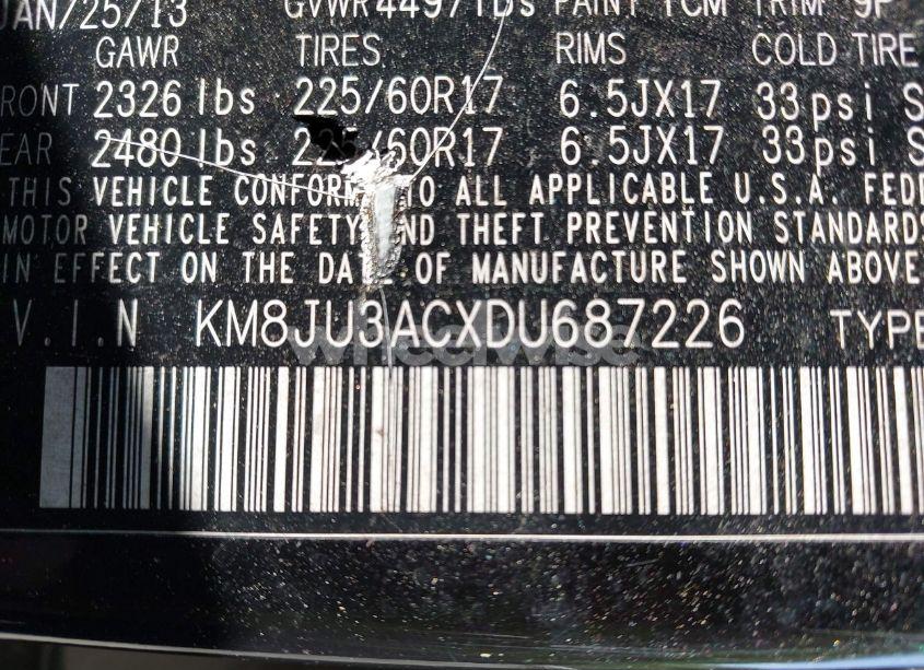 Photo 9 of 2013 Hyundai Tucson GLS (VIN KM8JU3ACXDU687226)