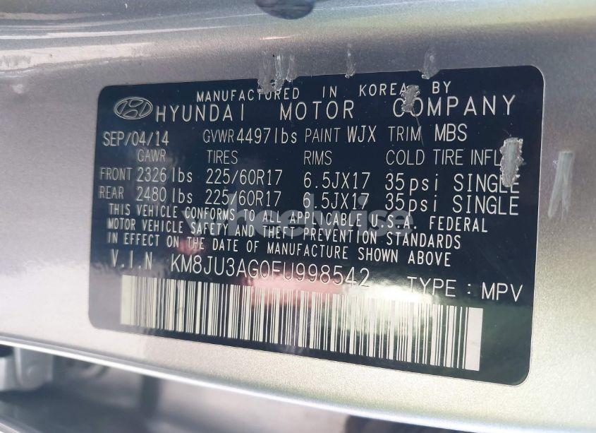 Photo 9 of 2015 Hyundai Tucson SE (VIN KM8JU3AG0FU998542)