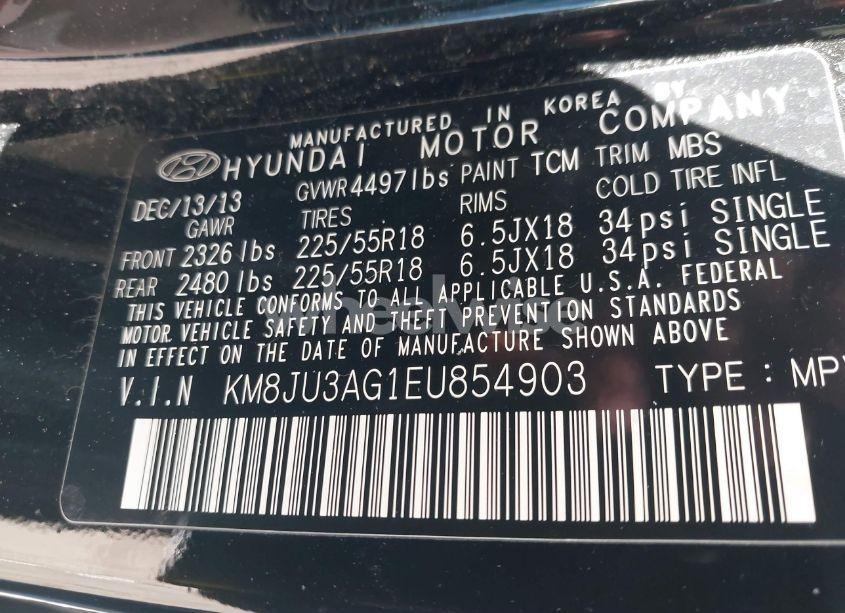 Photo 9 of 2014 Hyundai Tucson LIMITED (VIN KM8JU3AG1EU854903)