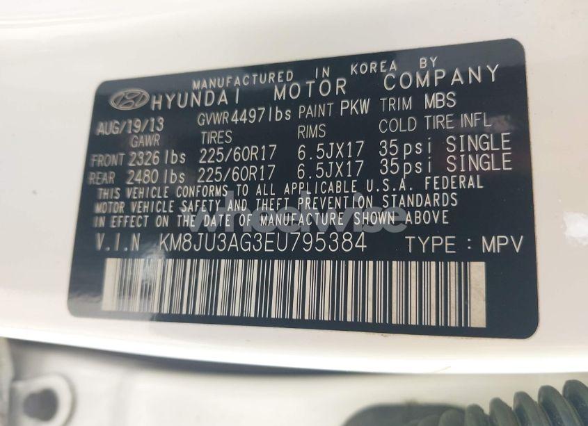 Photo 9 of 2014 Hyundai Tucson SE (VIN KM8JU3AG3EU795384)