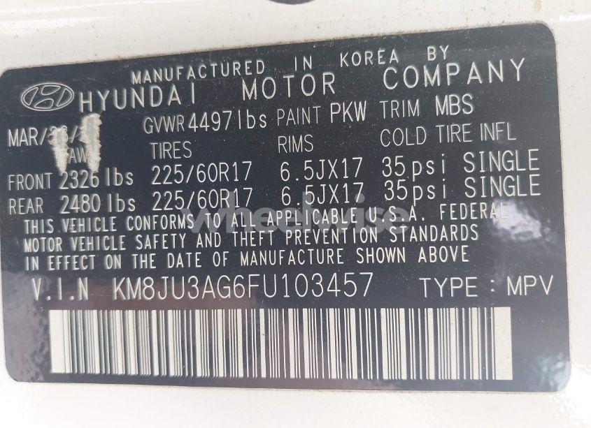 Photo 9 of 2015 Hyundai Tucson SE (VIN KM8JU3AG6FU103457)