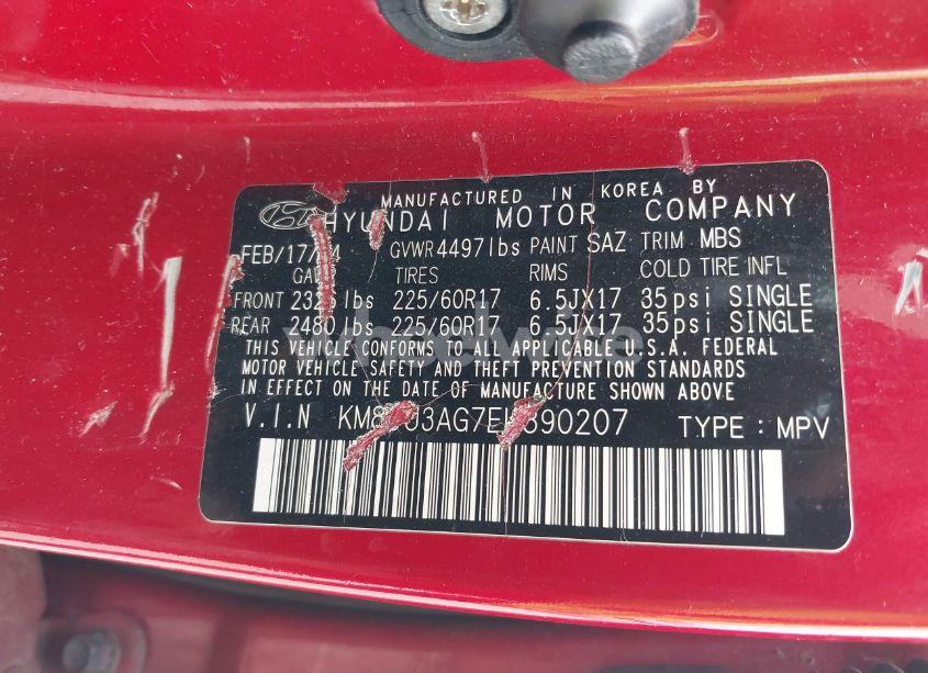 Photo 9 of 2014 Hyundai Tucson SE (VIN KM8JU3AG7EU890207)