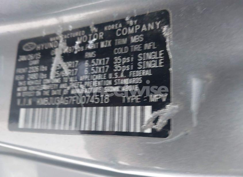 Photo 9 of 2015 Hyundai Tucson SE (VIN KM8JU3AG7FU074518)