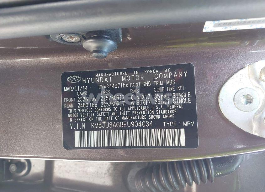 Photo 9 of 2014 Hyundai Tucson SE (VIN KM8JU3AG8EU904034)