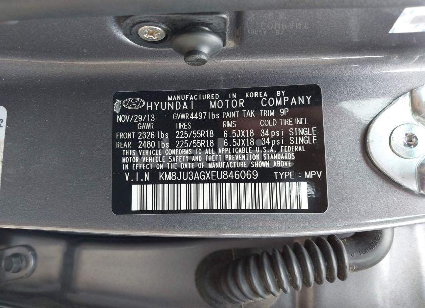 Photo 9 of 2014 Hyundai Tucson LIMITED (VIN KM8JU3AGXEU846069)