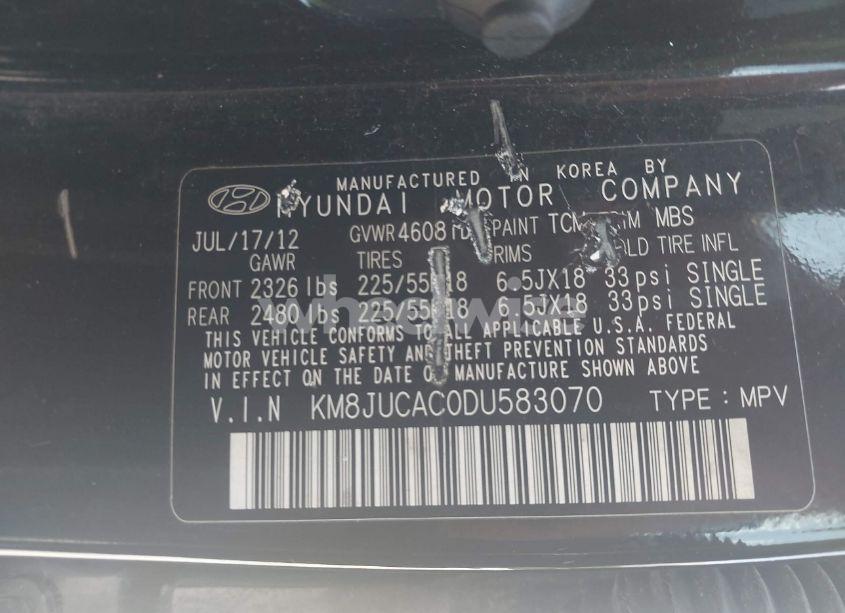 Photo 9 of 2013 Hyundai Tucson LIMITED (VIN KM8JUCAC0DU583070)