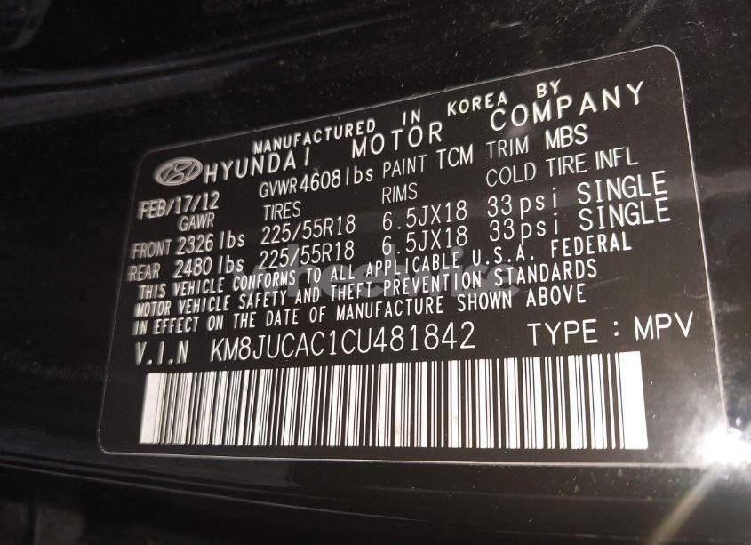 Photo 9 of 2012 Hyundai Tucson LIMITED (VIN KM8JUCAC1CU481842)