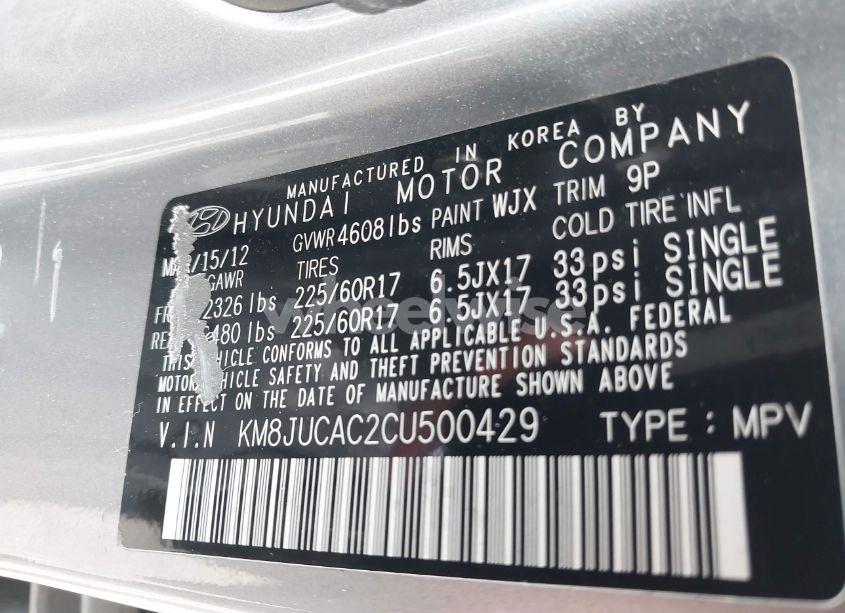 Photo 9 of 2012 Hyundai Tucson GLS (VIN KM8JUCAC2CU500429)