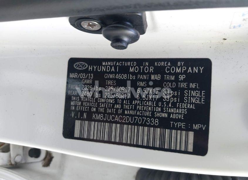 Photo 9 of 2013 Hyundai Tucson GLS (VIN KM8JUCAC2DU707338)