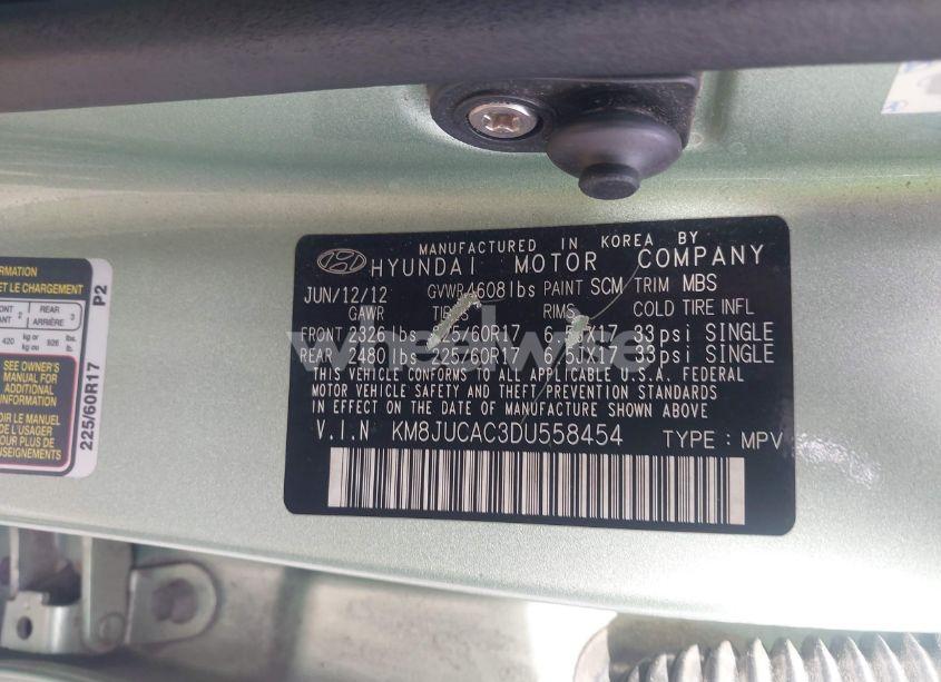 Photo 9 of 2013 Hyundai Tucson GLS (VIN KM8JUCAC3DU558454)