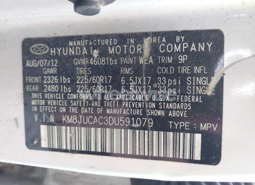 Photo 9 of 2013 Hyundai Tucson GLS (VIN KM8JUCAC3DU591079)