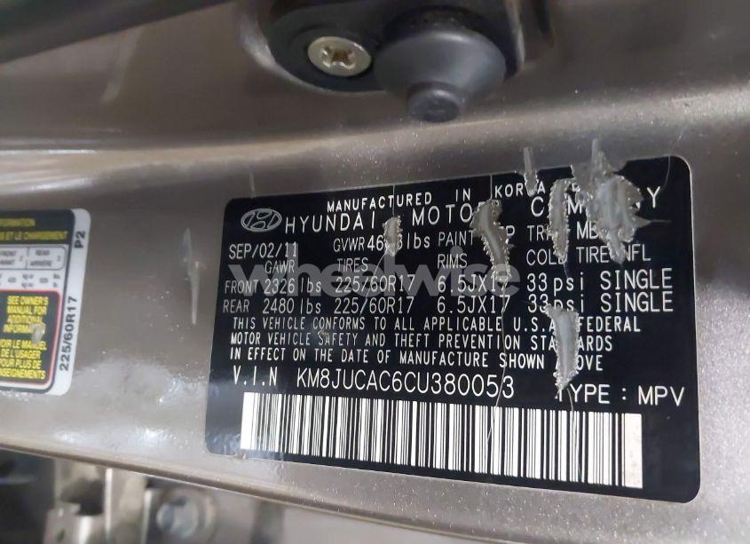 Photo 9 of 2012 Hyundai Tucson GLS (VIN KM8JUCAC6CU380053)