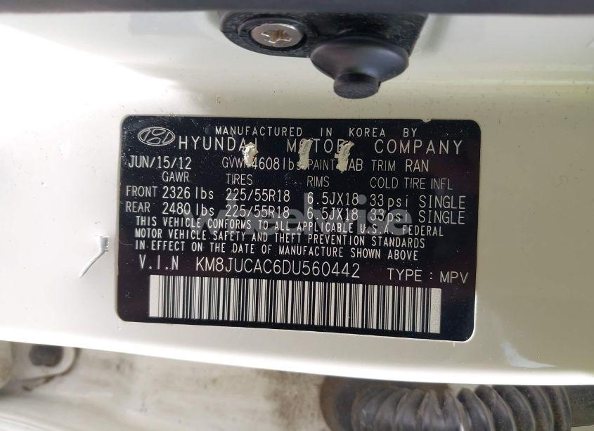 Photo 9 of 2013 Hyundai Tucson LIMITED (VIN KM8JUCAC6DU560442)