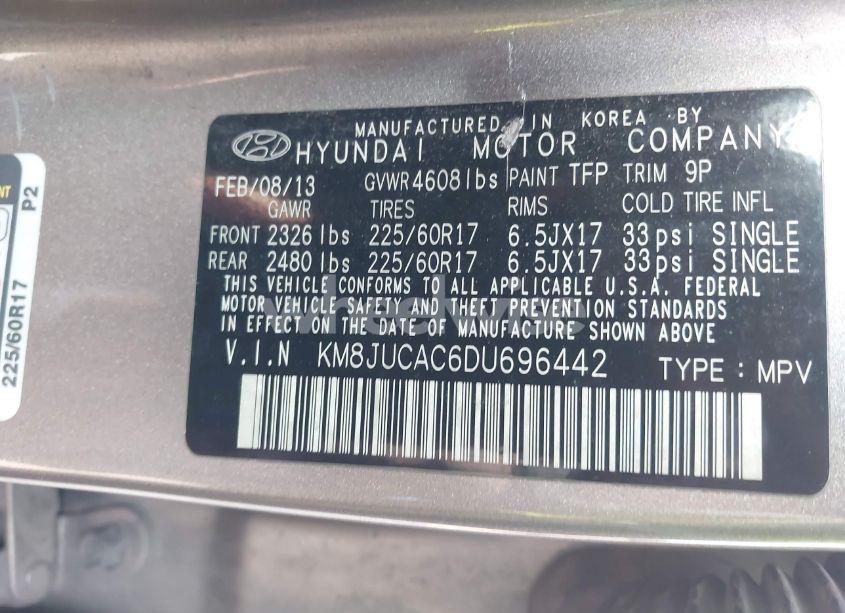 Photo 9 of 2013 Hyundai Tucson GLS (VIN KM8JUCAC6DU696442)