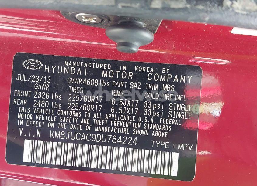 Photo 9 of 2013 Hyundai Tucson GLS (VIN KM8JUCAC9DU784224)