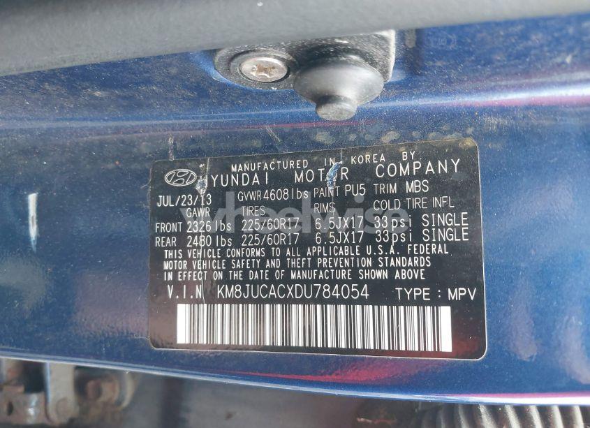 Photo 9 of 2013 Hyundai Tucson GLS (VIN KM8JUCACXDU784054)