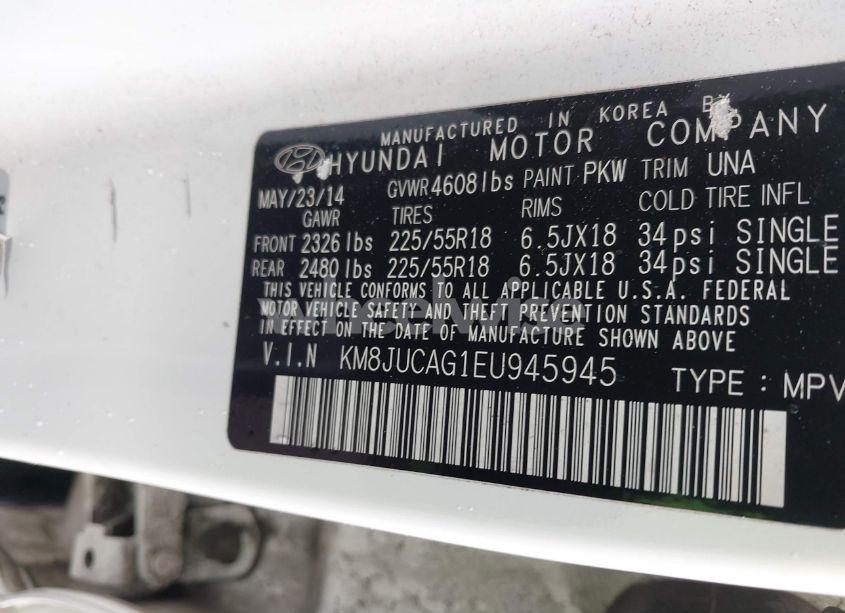 Photo 9 of 2014 Hyundai Tucson LIMITED (VIN KM8JUCAG1EU945945)