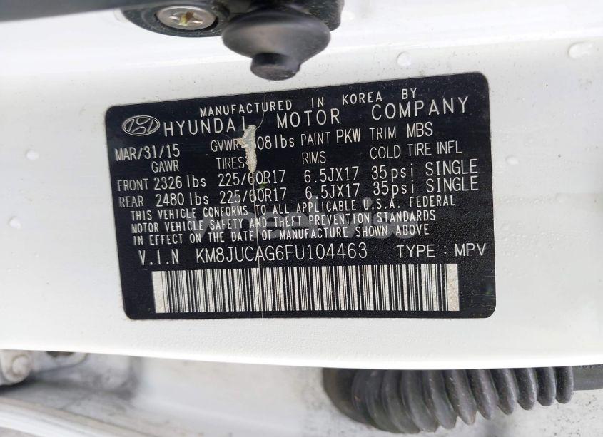 Photo 9 of 2015 Hyundai Tucson SE (VIN KM8JUCAG6FU104463)