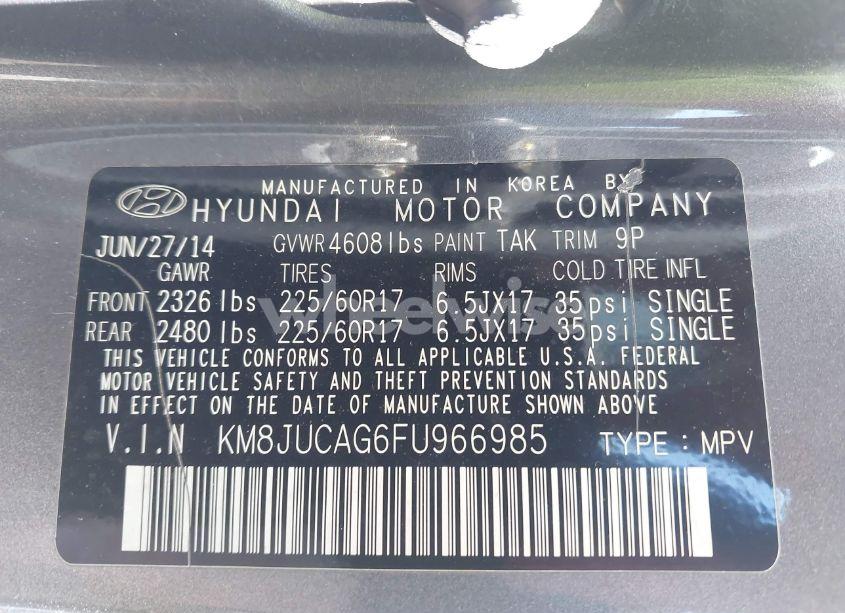 Photo 9 of 2015 Hyundai Tucson SE (VIN KM8JUCAG6FU966985)