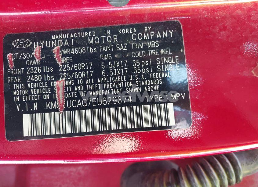 Photo 9 of 2014 Hyundai Tucson SE (VIN KM8JUCAG7EU829374)