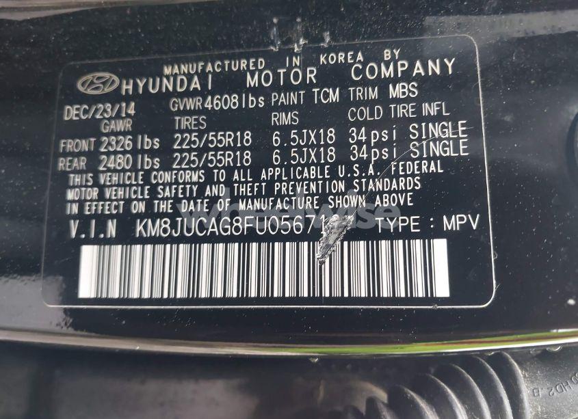 Photo 9 of 2015 Hyundai Tucson LIMITED (VIN KM8JUCAG8FU056710)