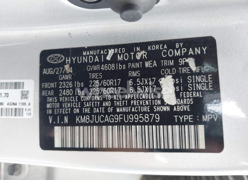 Photo 9 of 2015 Hyundai Tucson SE (VIN KM8JUCAG9FU995879)