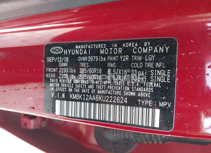 Photo 9 of 2019 Hyundai Kona SE (VIN KM8K12AA6KU222624)