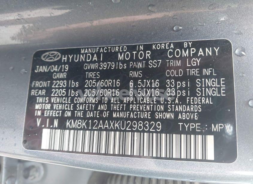 Photo 9 of 2019 Hyundai Kona SE (VIN KM8K12AAXKU298329)