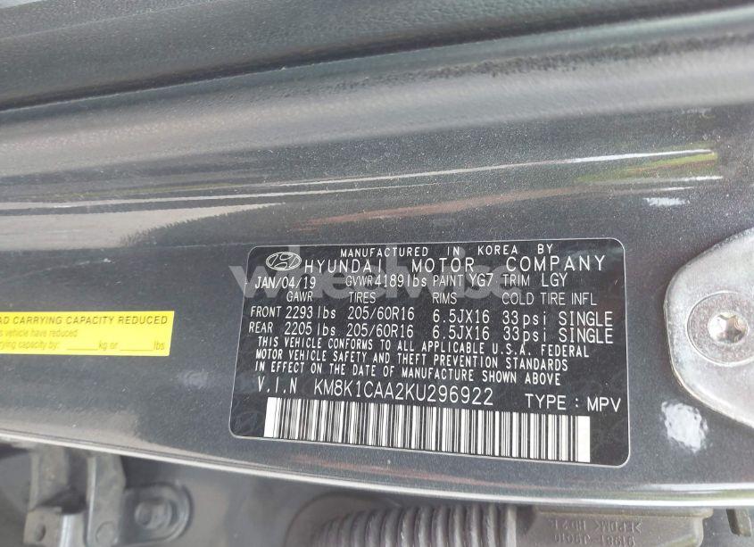 Photo 9 of 2019 Hyundai Kona SE (VIN KM8K1CAA2KU296922)