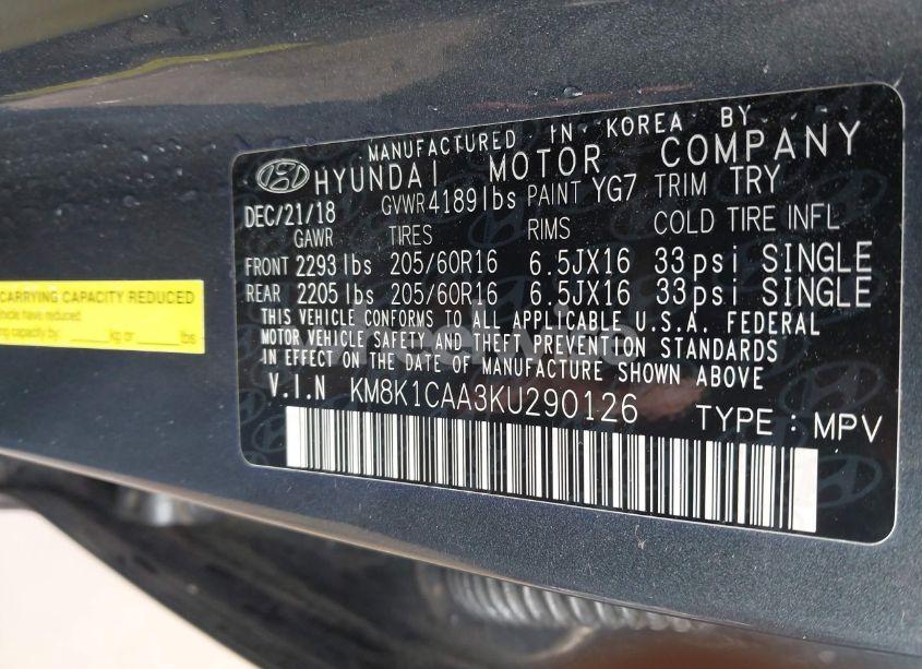 Photo 9 of 2019 Hyundai Kona SE (VIN KM8K1CAA3KU290126)