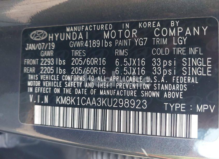 Photo 9 of 2019 Hyundai Kona SE (VIN KM8K1CAA3KU298923)