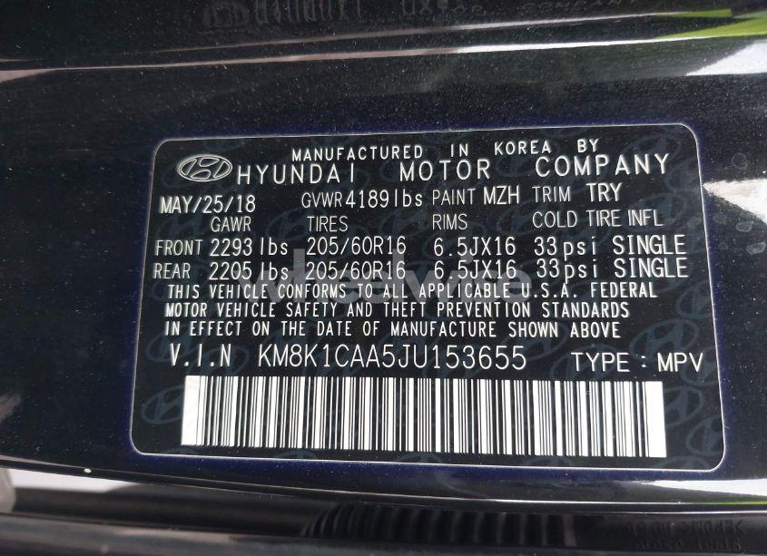 Photo 9 of 2018 Hyundai Kona SE (VIN KM8K1CAA5JU153655)