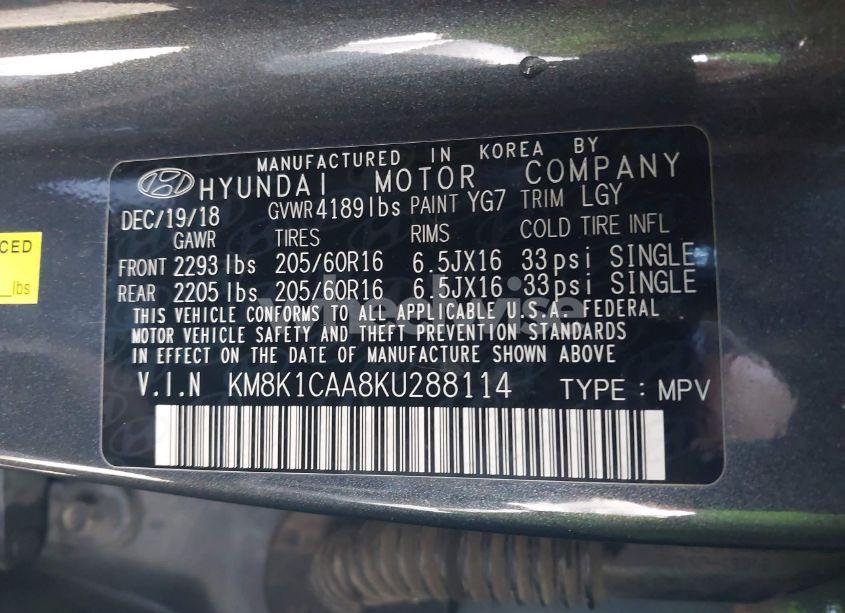 Photo 9 of 2019 Hyundai Kona SE (VIN KM8K1CAA8KU288114)