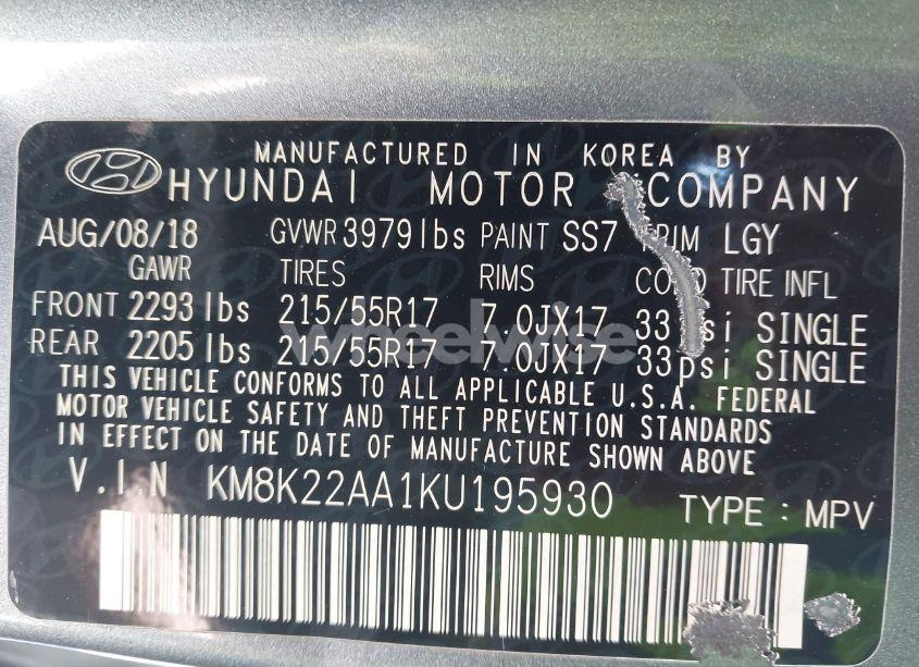 Photo 9 of 2019 Hyundai Kona SEL (VIN KM8K22AA1KU195930)