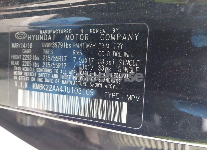 Photo 9 of 2018 Hyundai Kona SEL (VIN KM8K22AA4JU103109)