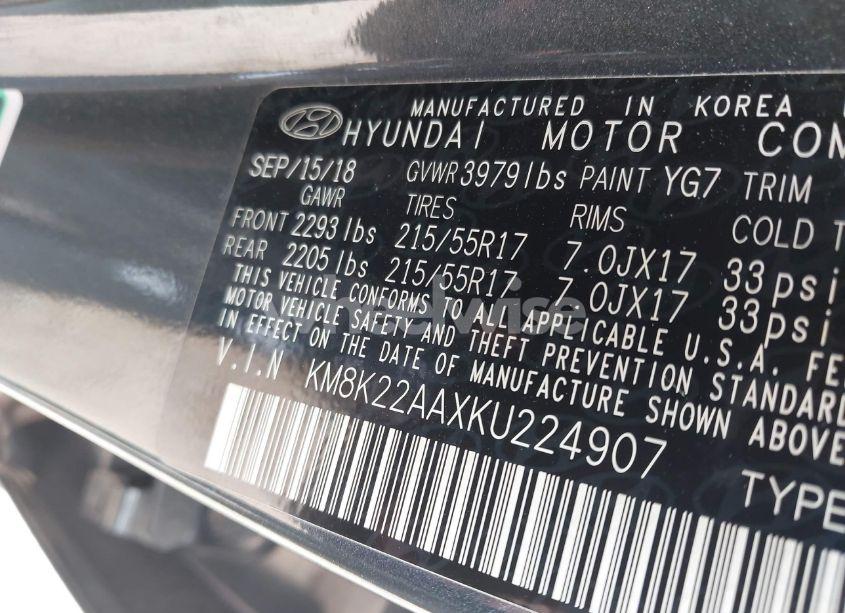 Photo 9 of 2019 Hyundai Kona SEL (VIN KM8K22AAXKU224907)