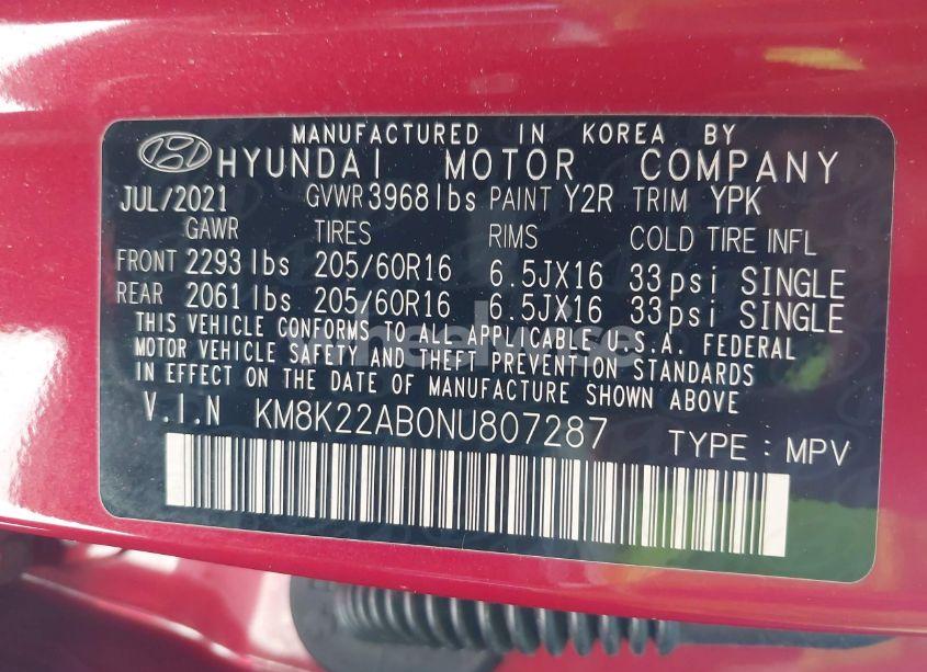 Photo 9 of 2022 Hyundai Kona SE (VIN KM8K22AB0NU807287)