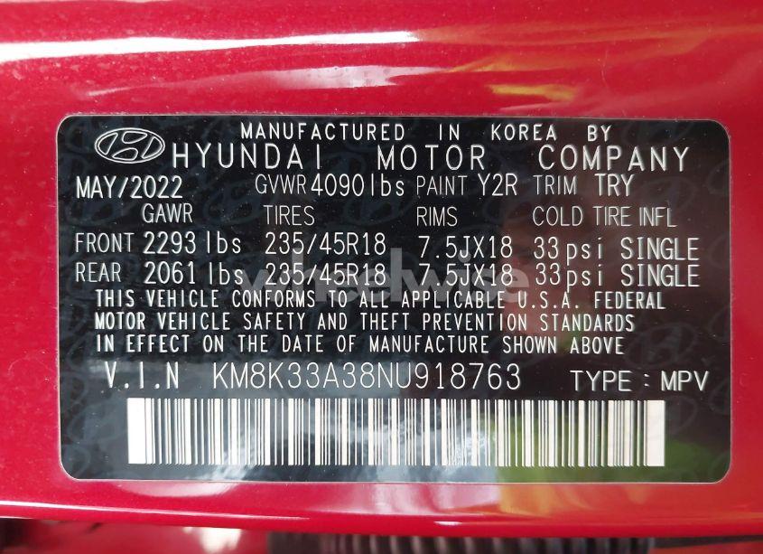 Photo 9 of 2022 Hyundai Kona N LINE (VIN KM8K33A38NU918763)