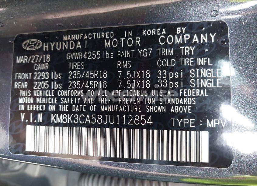 Photo 9 of 2018 Hyundai Kona LIMITED (VIN KM8K3CA58JU112854)