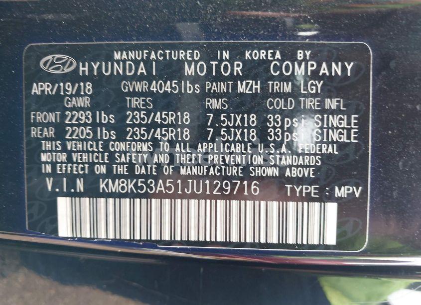 Photo 9 of 2018 Hyundai Kona ULTIMATE (VIN KM8K53A51JU129716)