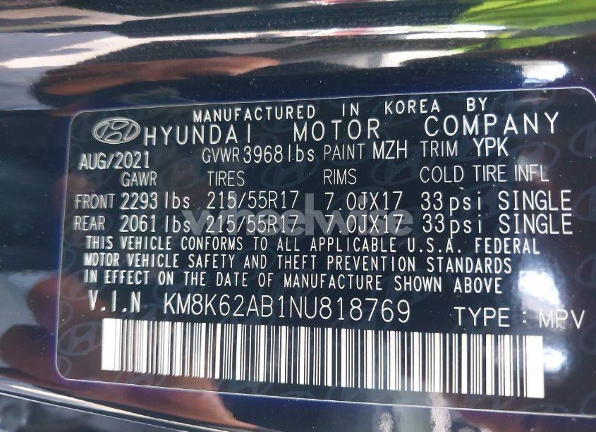 Photo 9 of 2022 Hyundai Kona SEL (VIN KM8K62AB1NU818769)