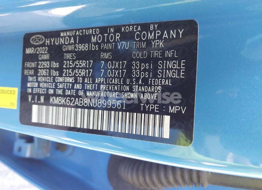 Photo 9 of 2022 Hyundai Kona SEL (VIN KM8K62AB8NU899561)