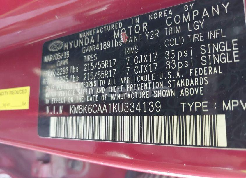 Photo 9 of 2019 Hyundai Kona SEL (VIN KM8K6CAA1KU334139)