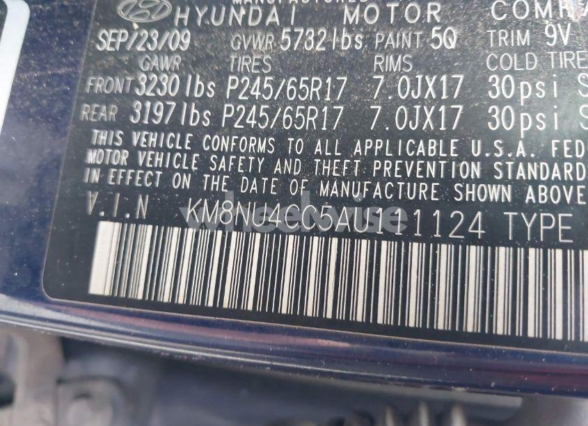 Photo 9 of 2010 Hyundai Veracruz GLS (VIN KM8NU4CC5AU111124)