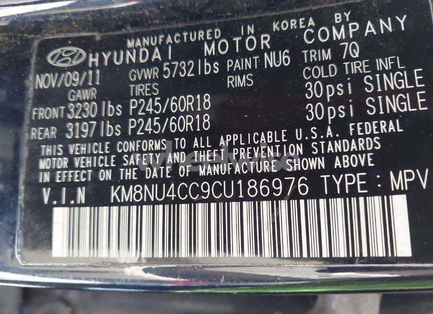 Photo 9 of 2012 Hyundai Veracruz LIMITED (VIN KM8NU4CC9CU186976)